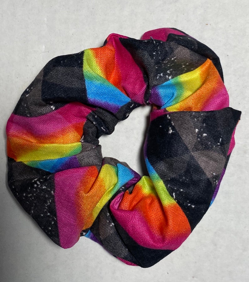 Rainbow Prism Hair Scrunchie-Hair Tie Ponytail Holder Hair Scrunchy Top Knot Hair Elastic Gift Favor Handmade