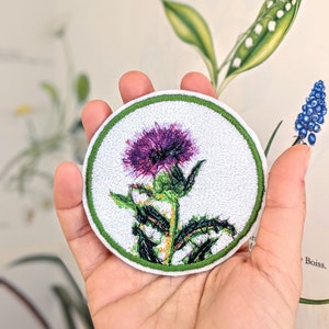 The Thistle Embroidered art patch, Scottish thistle, botanical patch