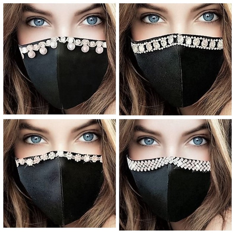 Luxury PEARL Rhinestone Face Mask Diamond Face Masks For Etsy