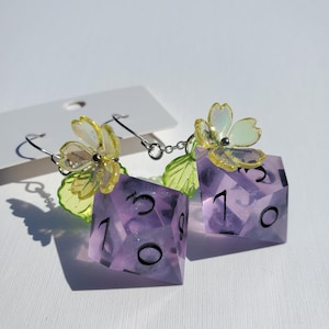 Grape d10 Dice Earrings