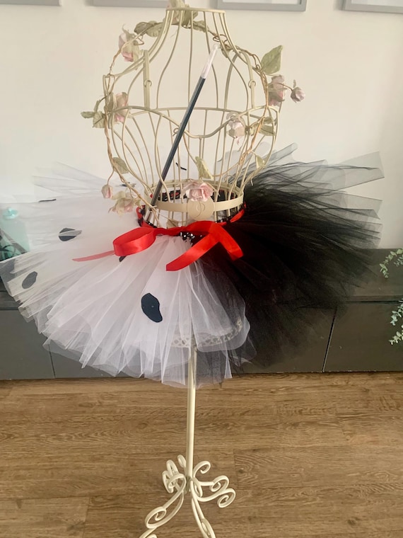 Cruella tutu, kids Halloween costume, Dalmatian tutu, Cruella skirt - Main Image