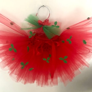 Red holly tutu, kids red Christmas tutu, red tutu, holly tutu cakesmash tutu