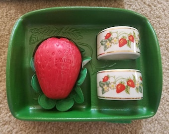 Vintage Avon Strawberry Porcelain Dmie-Cup in Box