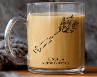 Custom Aesthetic Nurse Glass Mug – Personalized Gift for Injector RN, Cosmetic Nurse, or MedSpa Professional – Glamorous Nurse Gift
