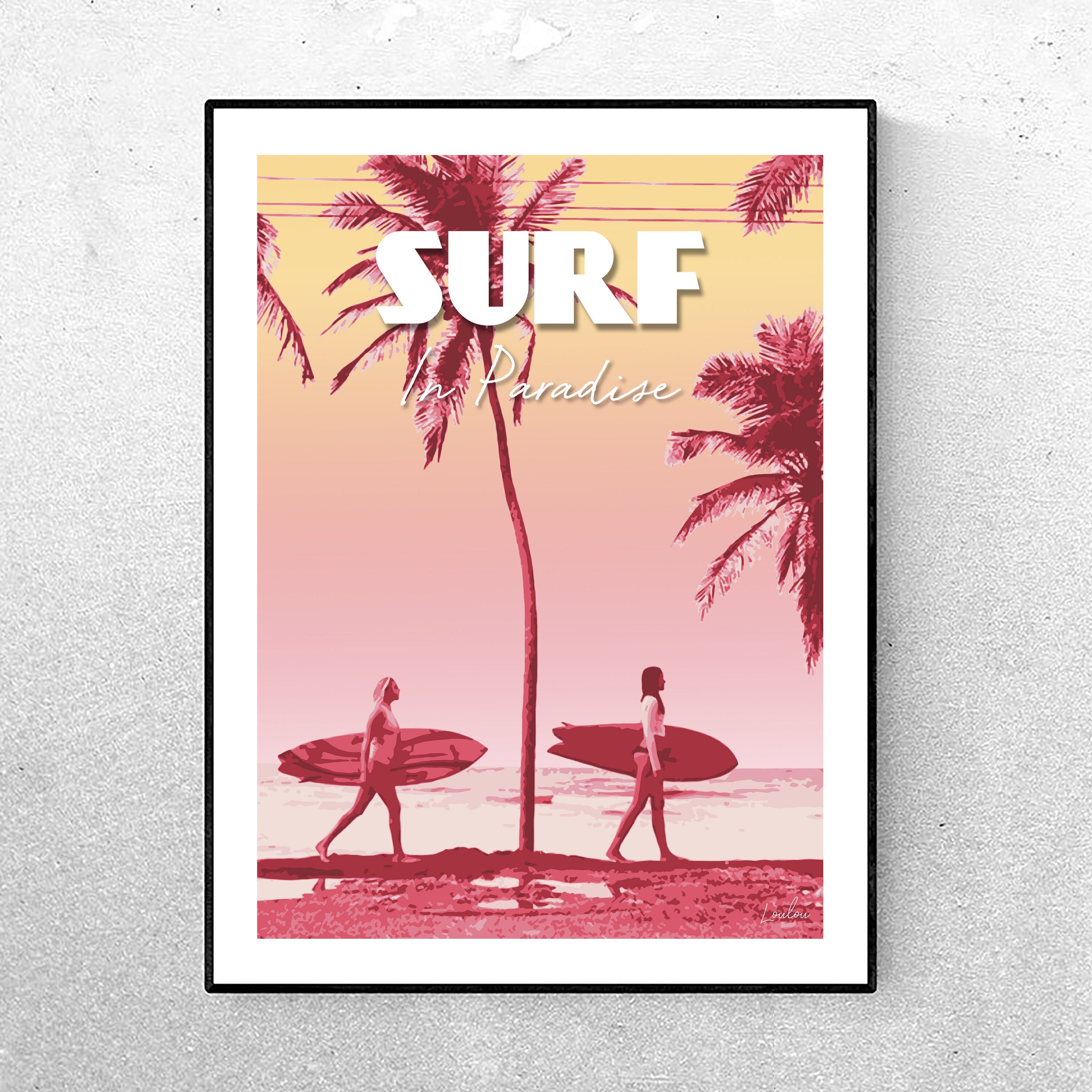 Affiche Surf in Paradise - Rose