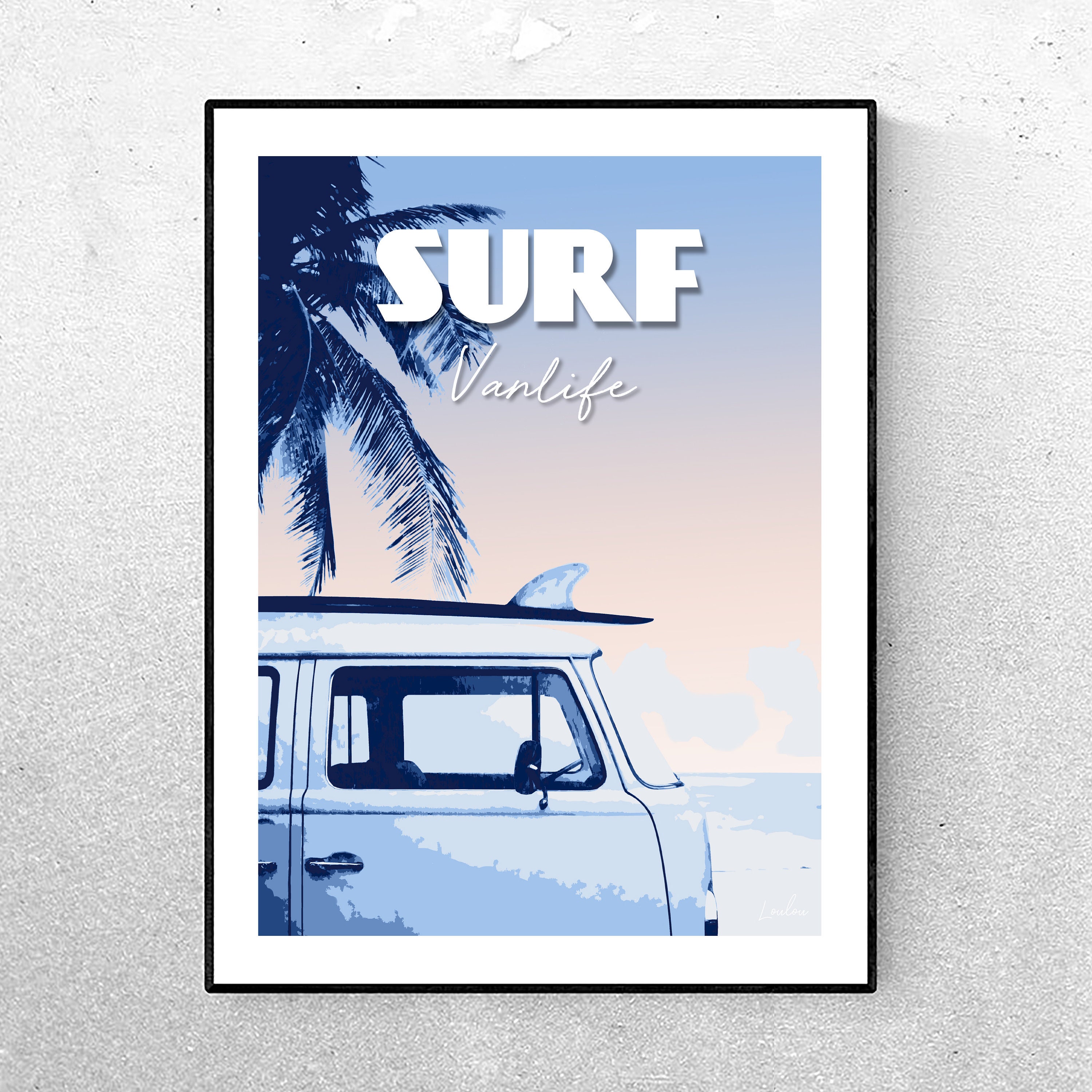 Affiche Surf Vanlife - Bleue