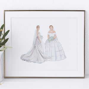 Personalized Mom Wedding Gift, Custom Watercolor Bridal Portrait, Mother of the Bride Gift, Gift to Daughter on her Wedding Day,