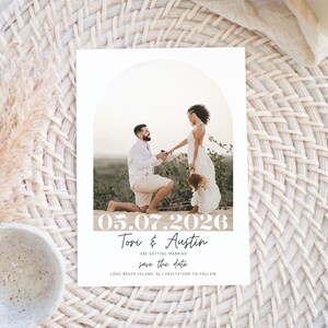 Save The Date Template with Photo, Modern Minimalist Photo Save The Date, Editable Wedding Save The Date Card Template, Digital Download