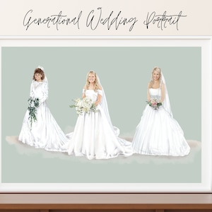 Hand Drawn Custom Mother of the Bride Gift, Grandmother of the Bride, Custom Wedding Portrait, Portrait in YOUR dresses, Mothers Day Gift