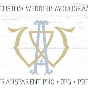 Custom Wedding Monogram, Interlocking Monogram, Wedding Monogram, Two Letter monogram, Vintage Wedding Monogram, Digital Download