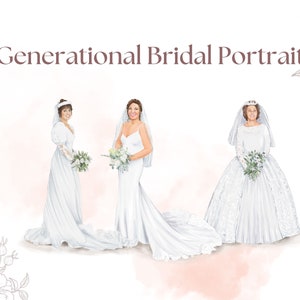 Mother of the bride custom gift, Custom generational wedding portrait from photo, personalized wedding gift for mom, grandmother, MOB Gift