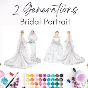Watercolor Wedding Painting, Custom Wedding Portraits, Generation Wedding Gift, Watercolor Painting from Photo, Mother of the Bride MOB Gift