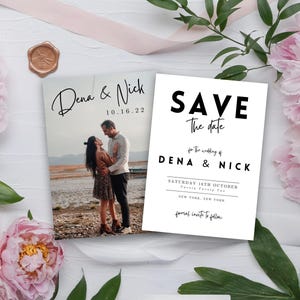 Photo Save the Date Invitation, Minimalist Save the Date, Minimal Save the Date, Boho Save the Date Cards, Editable Template
