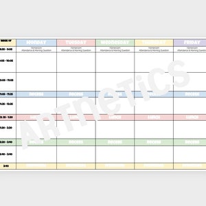 Editable Weekly Planner Template for Teachers / Elementary Teacher 5 Period Planner / Digital Download