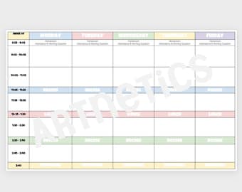 Edytowalny szablon tygodniowego planera dla nauczycieli / nauczycieli szkół podstawowych 5-okresowy planer / pobieranie cyfrowe