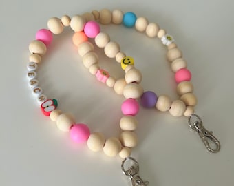 Drewniany koralikowy brelok dla nauczycieli, pielęgniarek, studentów-nauczycieli / Codzienny brelok / Drewniane i silikonowe koraliki / Możliwość dostosowania
