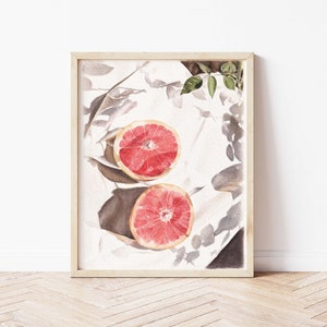 Summer Citrus Watercolor Print | Original Watercolor Painting by Artist Jennifer Leichty | Kitchen Art | Grapefruit Art | Citrus Watercolor