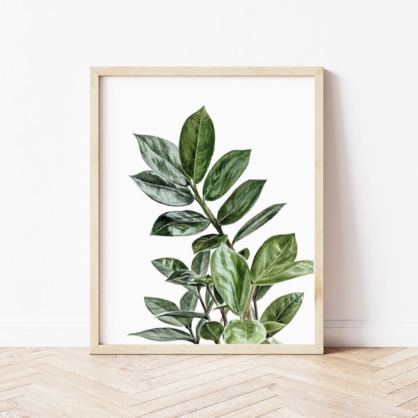 ZZ Plant Watercolor Painting | Watercolor Print | Giclee Print | Foliage Art | Tropical Plant Wall Art | Botanical Art | Greenery Prints