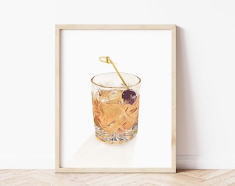 Manhattan Cocktail Print | Watercolor Original Painting | Kitchen Bar Art | Alcohol Gift For Him