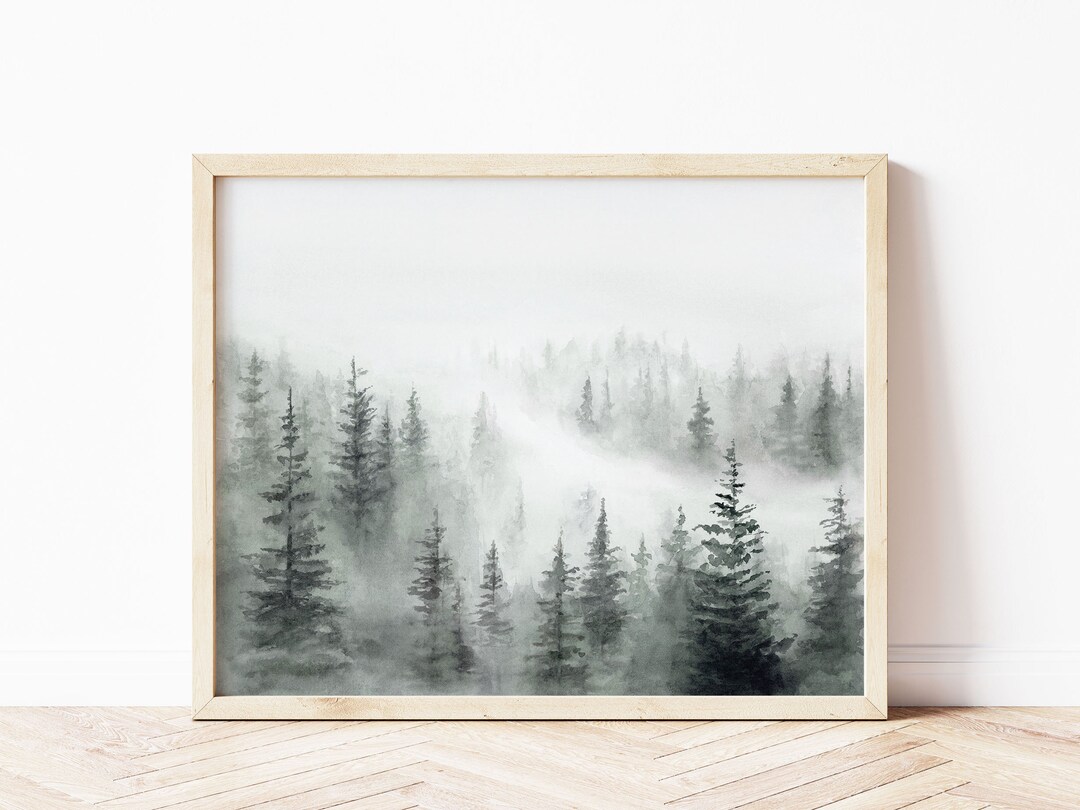 Misty Forest, No. 2 Art Print | Wall Decor | Moody Forest Print ...