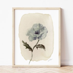 Grey Poppy Watercolor Art Print | Floral Art | Nursery Decor | Fine Art Print | Watercolor Giclee Print | Flower Painting | Wall Art