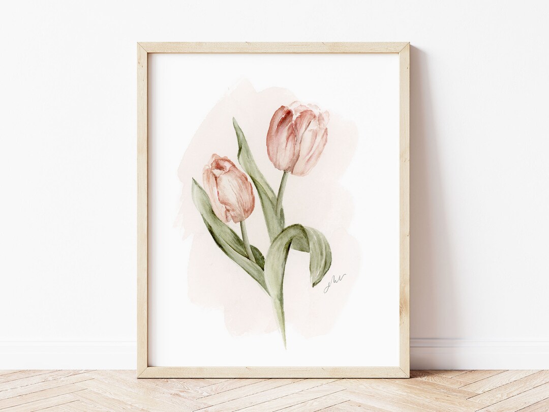 Blush Tulips Watercolor Art Print | Floral Art | Nursery Decor | Fine ...