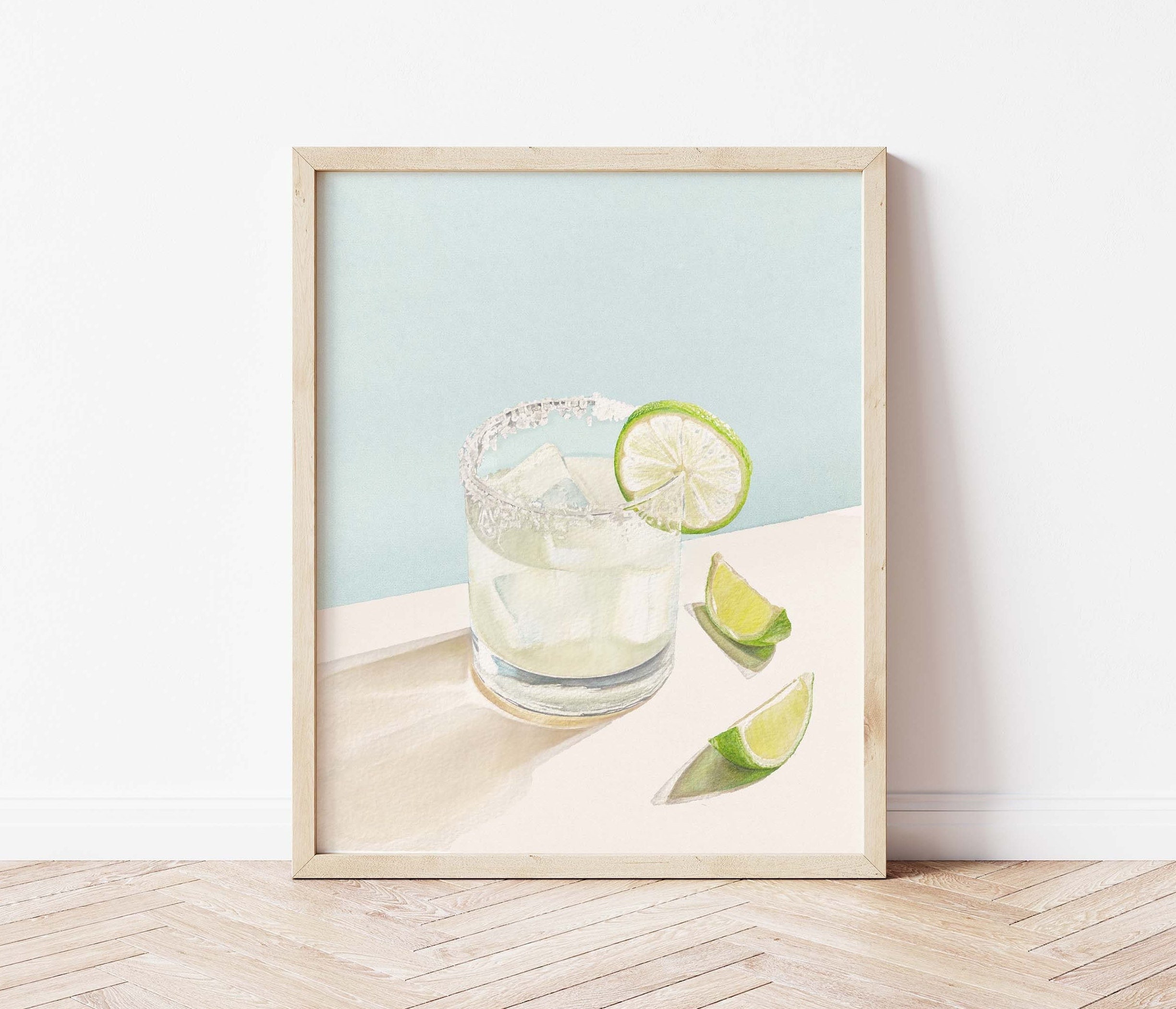 Margarita Cocktail Print | Watercolor Original Painting | Kitchen Bar Art | Watercolor Bar Cart Painting