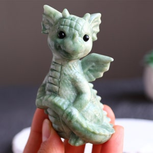 3.2'' Natural dushan jade Carved Dragon, Crystal Dragon, Creative Crystal Carving, Crystal Healing, Home Decor, Crystal gifts  1PC