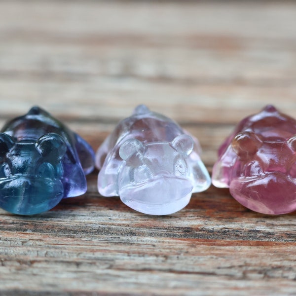Natural Fluorite Carved Slowpoke,Crystal Slowpoke Pendant,Crystal Healing,Crystal Necklace，Slowpoke Decor,Crystal Gifts
