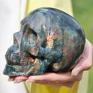 4'' Natural Carved Labradorite Skull,Crystal Skull ,Labradorite skull Carving,Home Decor,Healing Reiki,Crystal Healing (Random delivery)