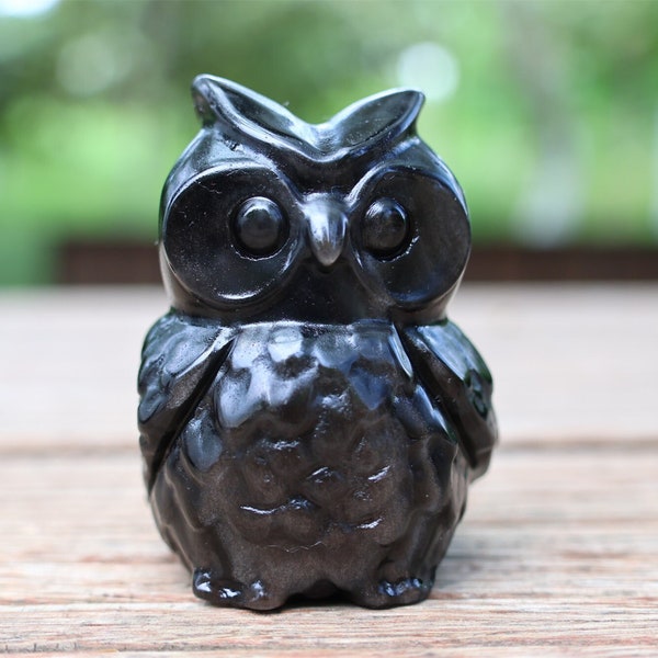 2.4'' Natural Silver Obsidian Carved Owl skull，Crystal Carving owl，Crystal Gifts，Crystal ornament，Home decor，Reiki Healing Figurine 1PC
