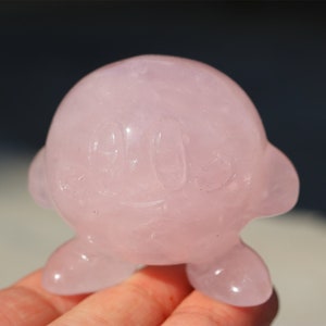 2'' Natural Rose Quartz Carved Kirby, Crystal Kirby Carving, Creativity Crystal Healing Decor, Skull Collect,Halloween gift 1PC