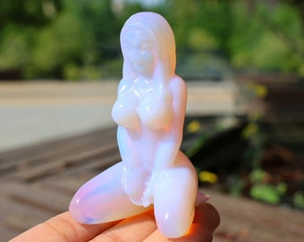 3.1inch Pink Opalite Goddess Model, Beauty Carving, Crystal Model Carving, Crystal Healing Decor, Skull Collect, Crystal gift 1 PC