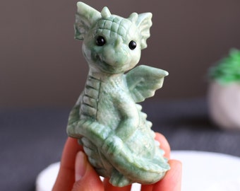 3.2'' Natural dushan jade Carved Dragon, Crystal Dragon, Creative Crystal Carving, Crystal Healing, Home Decor, Crystal gifts  1PC