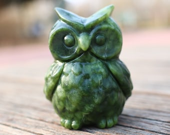 2.4'' Natural Jade Carved Owl skull，Crystal Carving owl，Crystal Gifts，Crystal ornament，Home decor，Reiki Healing Figurine 1PC