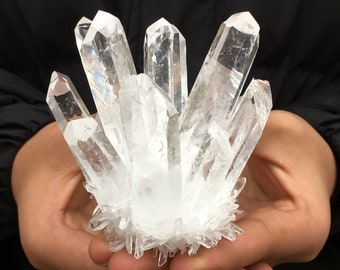 300g+ Clear Quartz Cluster，Cluster Crystal，Quartz Point VUG，Mineral Specimen Healing Degaussing Decor Collection，Crystal decoration 1PC