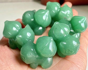 1.2'' Natural Aventurine Carved Bulbasaur,Crystal Bulbasaur,Crystal Pokemon Carving,Riki Healing figurine, Home Decor,Crystal gifts  1PC