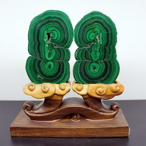 4.35LB Natural raw stone malachite，mineral collect，Quartz Crystal，Home decor，Reiki Healing,Crystal Gifts，a pair +free base