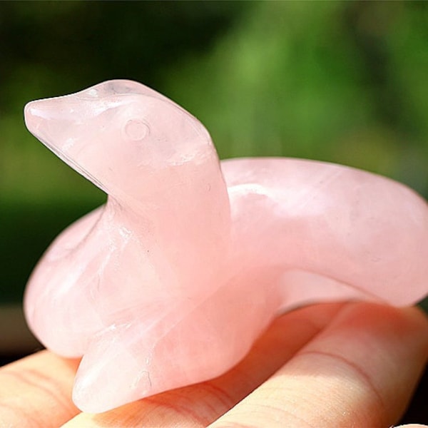 2inch Natural Rose Quartz Carved Snake, Crystal Skull, Snake Carving, Home Decor, Crystal Snake,Crystal Figurine,Crystal gift 1 PC