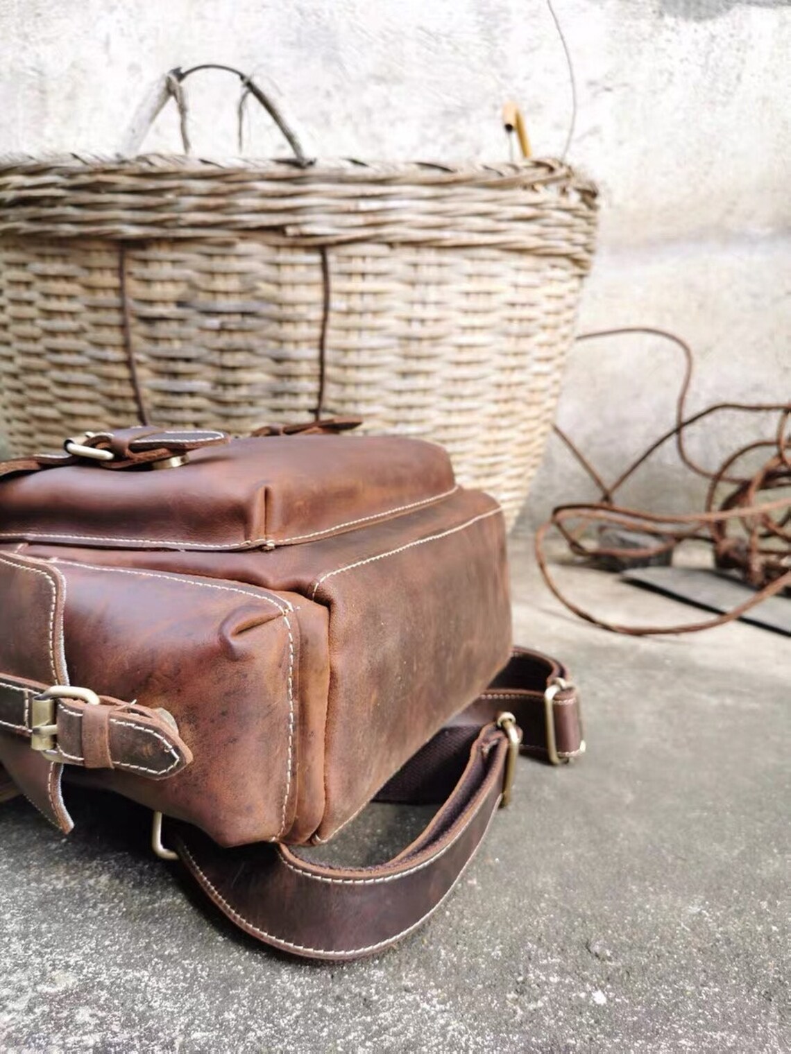Vintage Leather laptop bag computer brown genuine leather Etsy