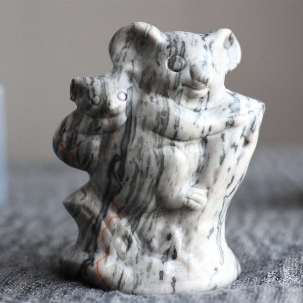 2.4inches Natural Picasso Carved Koala,Crystal Picasso Koala,Crystal Healing，Home decor,Creativity Crystal Carving,Crystal gift 1PC