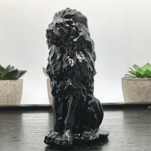 3.4inch Natural Obsidian Carved Lion,Crystal Skull ,Lion Carving,Crystal Healing Decor, Home Decor,Crystal gift 1PC