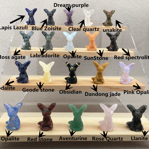 1.2 "Naturquarz Kristall geschnitzt Umbreon, Mini Umbreon Carving, Kristall Umbreon Statue, Heildekor, Kristall Pokemon sammeln, Kristall Geschenk