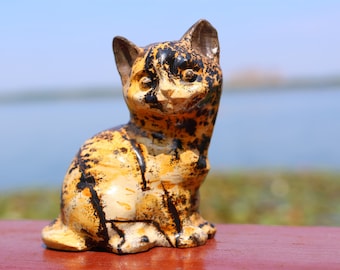 2.8" Natural Picture Stone Carved Cat,Crystal Picture Stone,Creativity Carving,Home Decor,Reiki Healing Figurine,Crystal gift 1PC