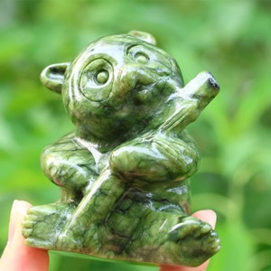 3.5'' Natural Olive Jade Carved Panda,Crystal Panda,Creative Crystal Carving,Crystal Healing,Home Decor,Crystal gifts 1PC image 7