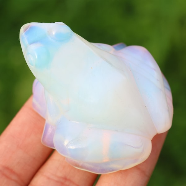 2' Natural Opalite Carved frog, Crystal Opalite Frog, Creative Crystal Carving, Riki Healing Figurine, Home Decor, Crystal gift 1PC