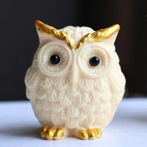 2.2'' Lvory Nut Carved Owl，Crystal Carving owl，Crystal Gifts，Crystal owl,Crystal ornament，Home decor，Reiki Healing Figurine 1PC