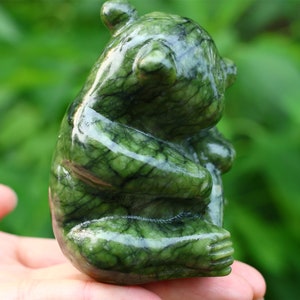 3.5'' Natural Olive Jade Carved Panda,Crystal Panda,Creative Crystal Carving,Crystal Healing,Home Decor,Crystal gifts 1PC image 3