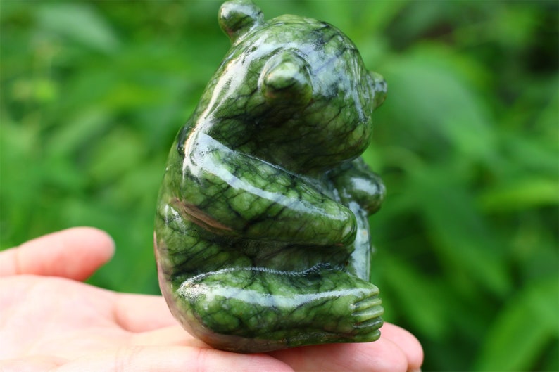 3.5'' Natural Olive Jade Carved Panda,Crystal Panda,Creative Crystal Carving,Crystal Healing,Home Decor,Crystal gifts 1PC image 3