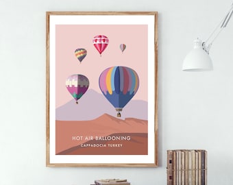 Cappadocia Hot Air Balloon Print: Vintage Travel Art
